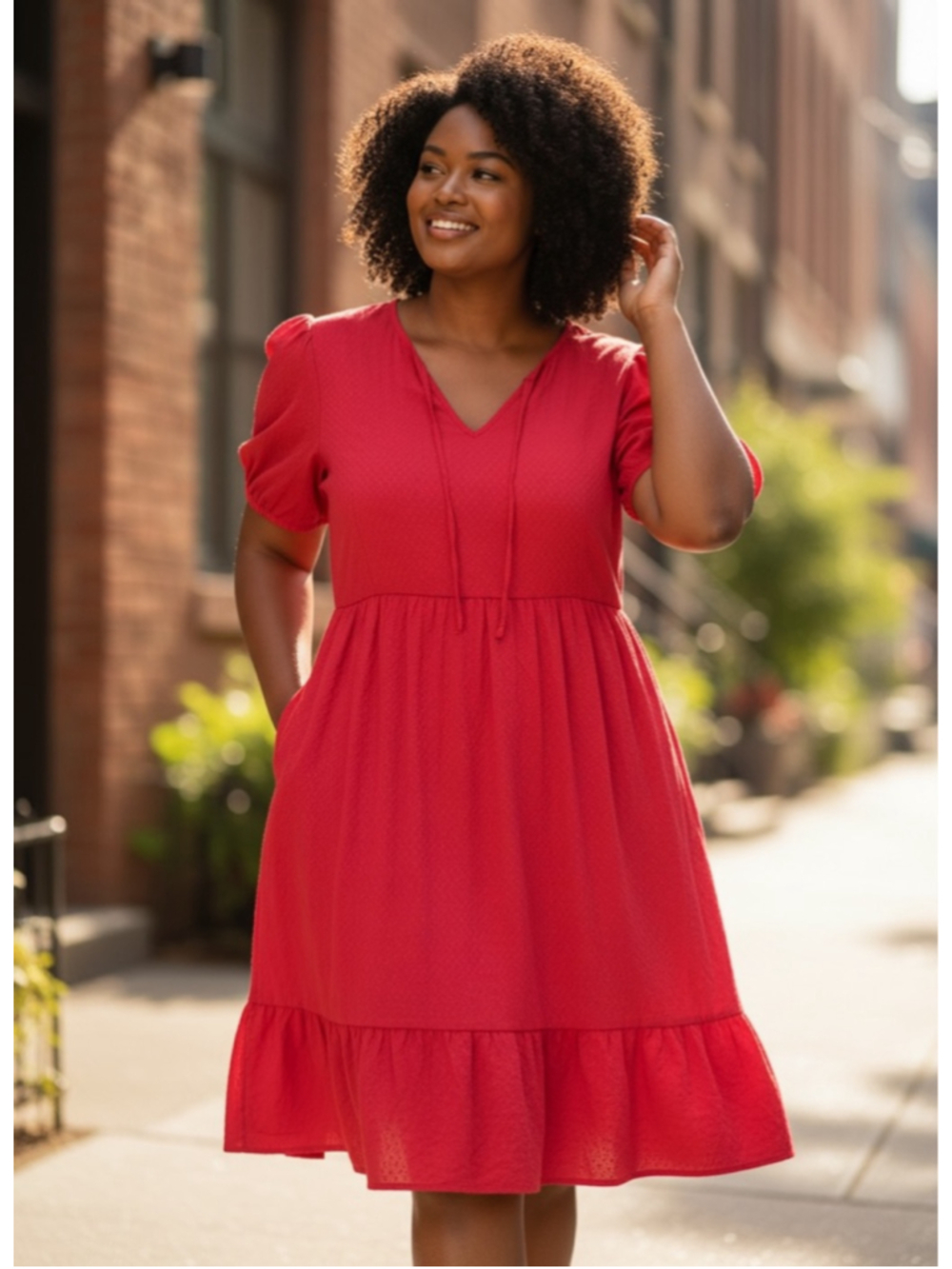 EUC Women's Knox Rose Red Babydoll Dress XL